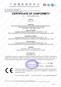 CE-EMC Certificate of Air Circulation