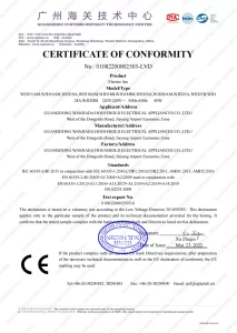 CE-LVD Certificate of Air Circulation